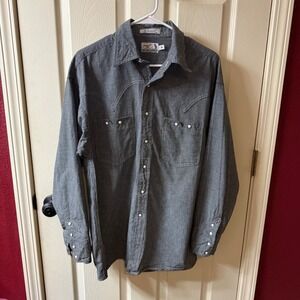 Panhandle‎ Slim Mens Retro Western Wear Plaid Snap Button Shirt Size M
